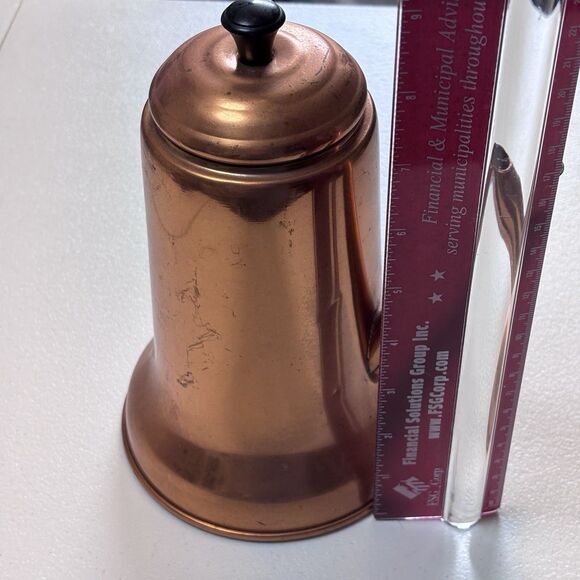 Vintage Copper Craft Guild Wood Side Handle Turkish Coffee Tea Pot No Handle - Picture 10 of 11